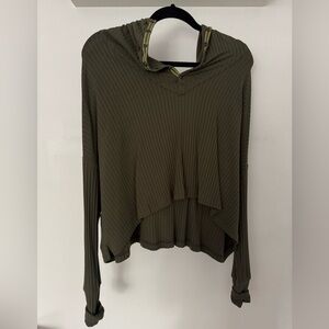 Free People Olive Green Ribbed Sweater